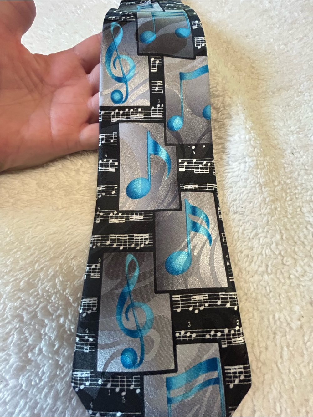 🎁3 for $30 - Black and Blue Musical Note Necktie